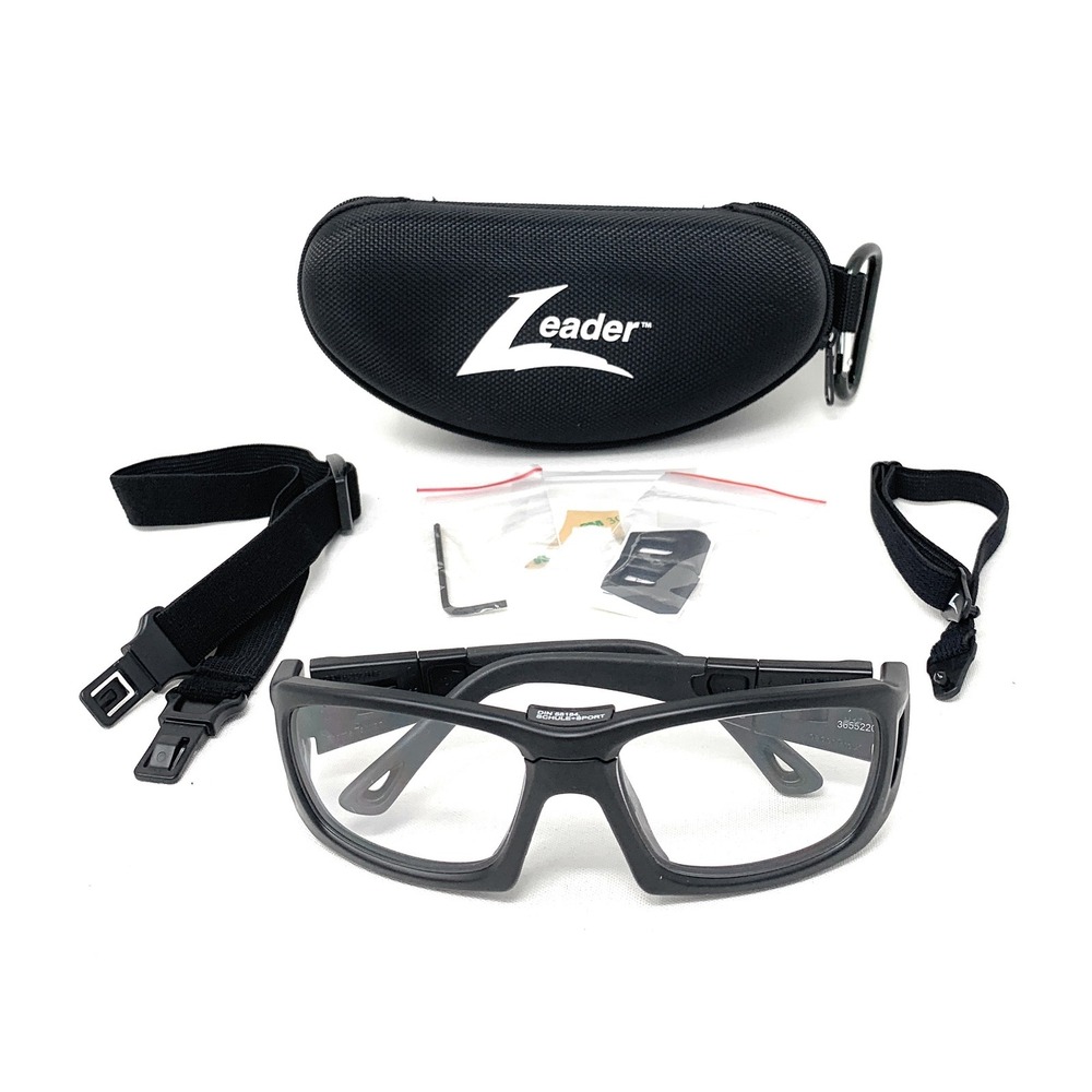 LEADER ProX Sport Goggles Package Black ASTM Pickleball Basketball Soccer MEDIUM